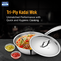 KENT Tri-Ply Kadai Wok with SS Lid 20cm