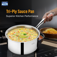 KENT Tri-Ply Sauce Pan with SS Lid 16cm