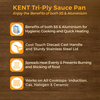 KENT Tri-Ply Sauce Pan with SS Lid 16cm