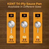 KENT Tri-Ply Sauce Pan with SS Lid 18cm