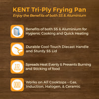 KENT Tri-Ply Frying Pan with SS Lid 24cm