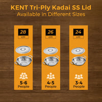 KENT Tri-Ply Kadai with SS Lid 26cm